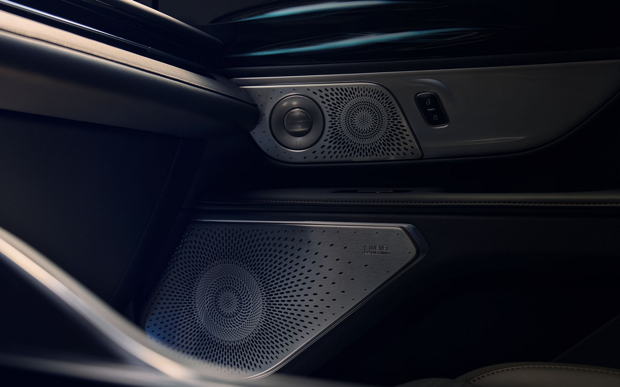 A speaker cover of the 28-speaker Available Revel® Ultima 3D Audio System dazzles with great detail.