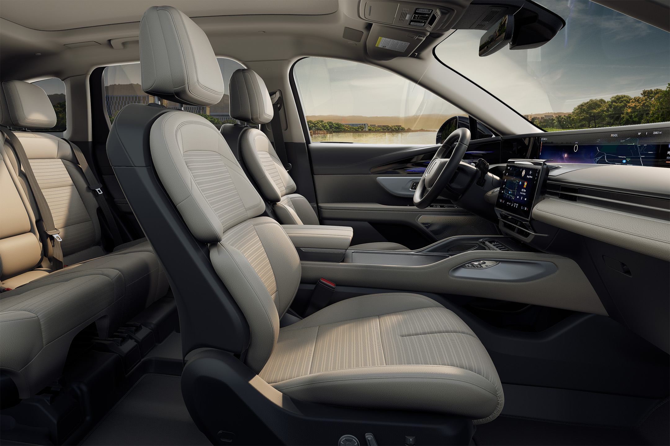 Los asientos delanteros de un modelo Lincoln Nautilus® Reserve 2024 ofrecen un inmenso confort.